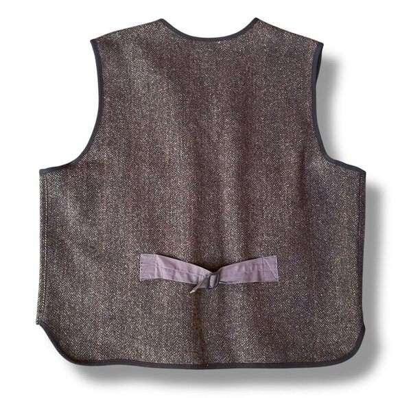 Woolrich Mens Wool Vest Sz XL Brown Herringbone Full Zip Pockets Utlity Workwear - Picture 3 of 4